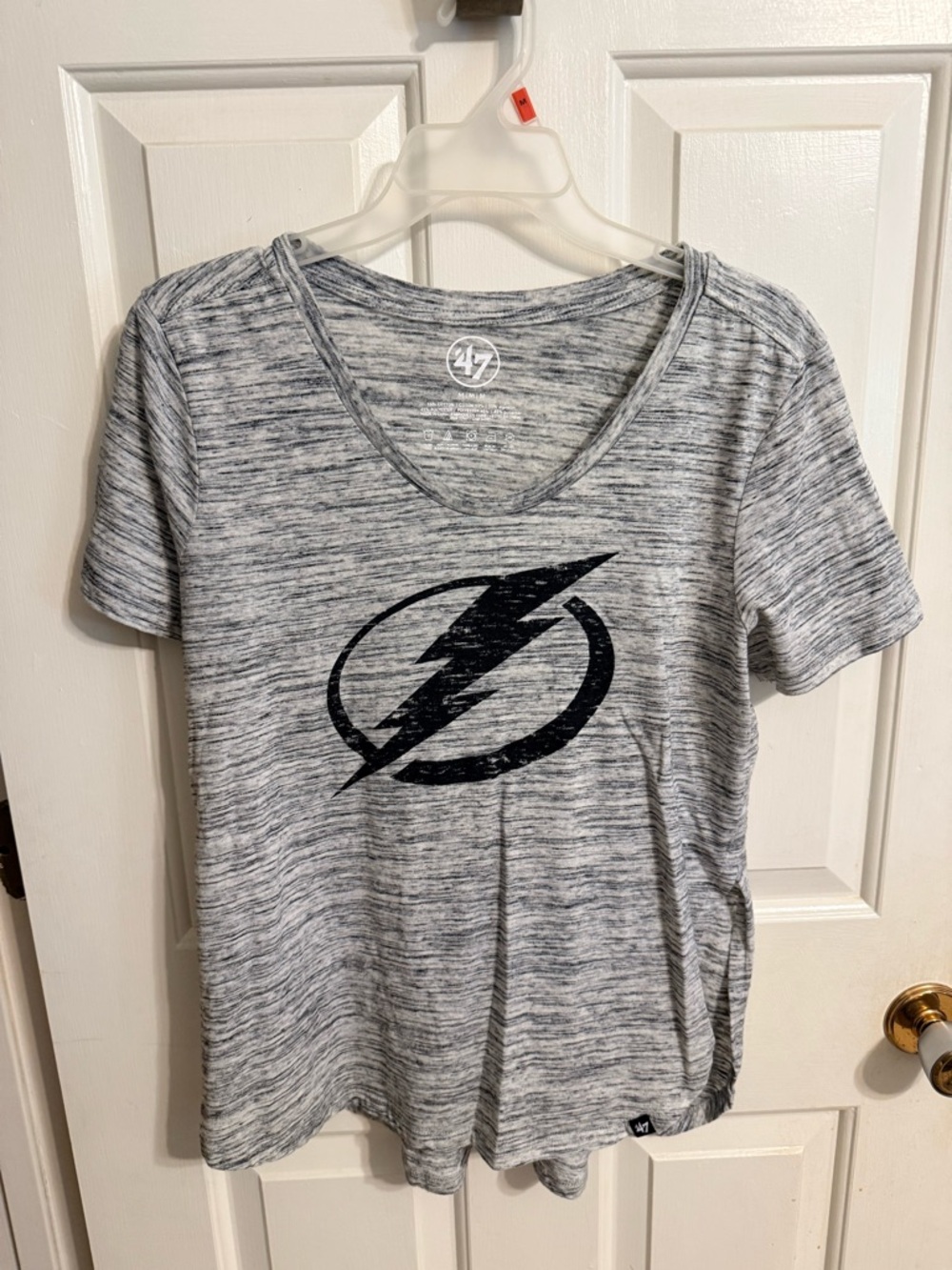 Tampa Bay Lightning 47 Brand Grey Space-Dye Crewneck Tee with White Logo